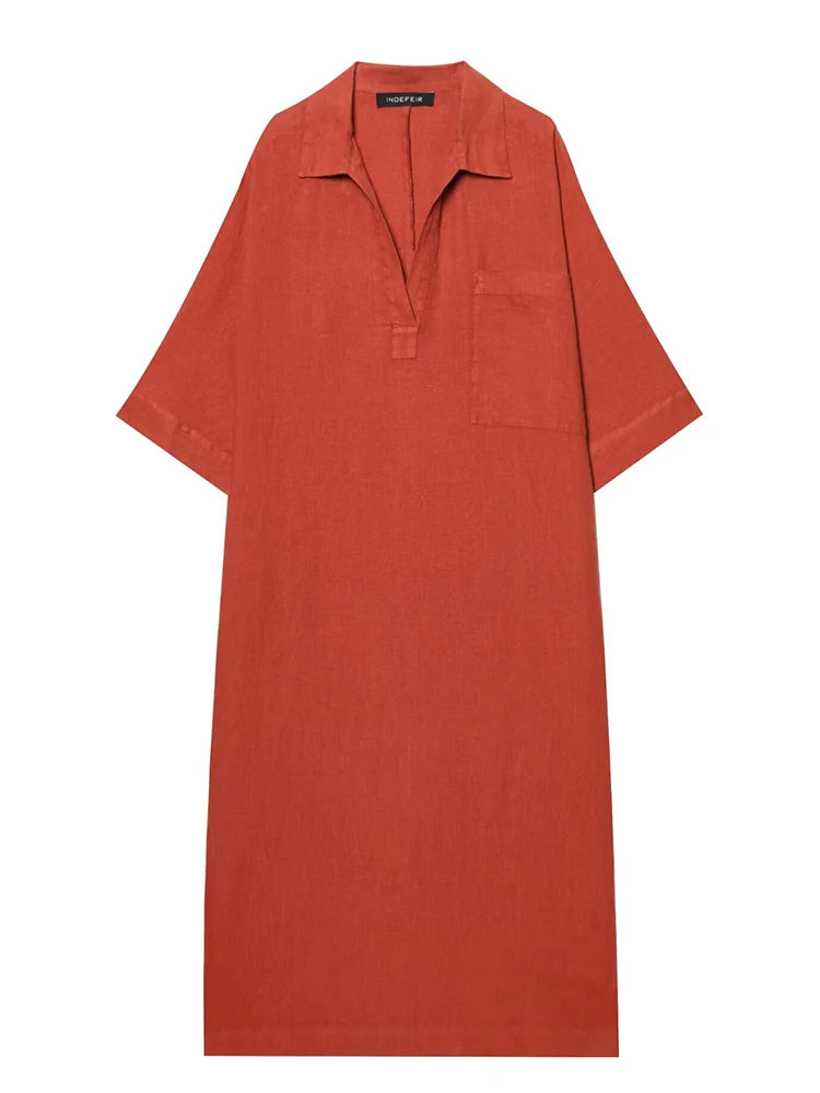 Sunset Flow - Oversized sommerkjole i rødoransje